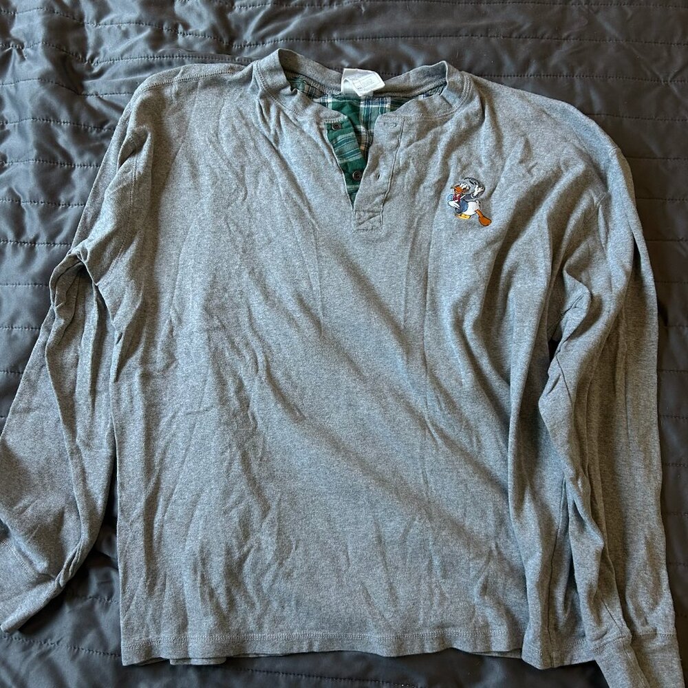 Vintage 90’s Disney Donald Duck Embroidered Henley Long Sleeve T-Shirt